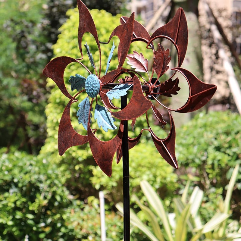 LERFUGI 360 Degrees Metal Swivel Classical Two-Color Windmill Large Wind Spinner for Patio Lawn Outdoor Yard Lawn Garden 70x20 Inches - Image 3